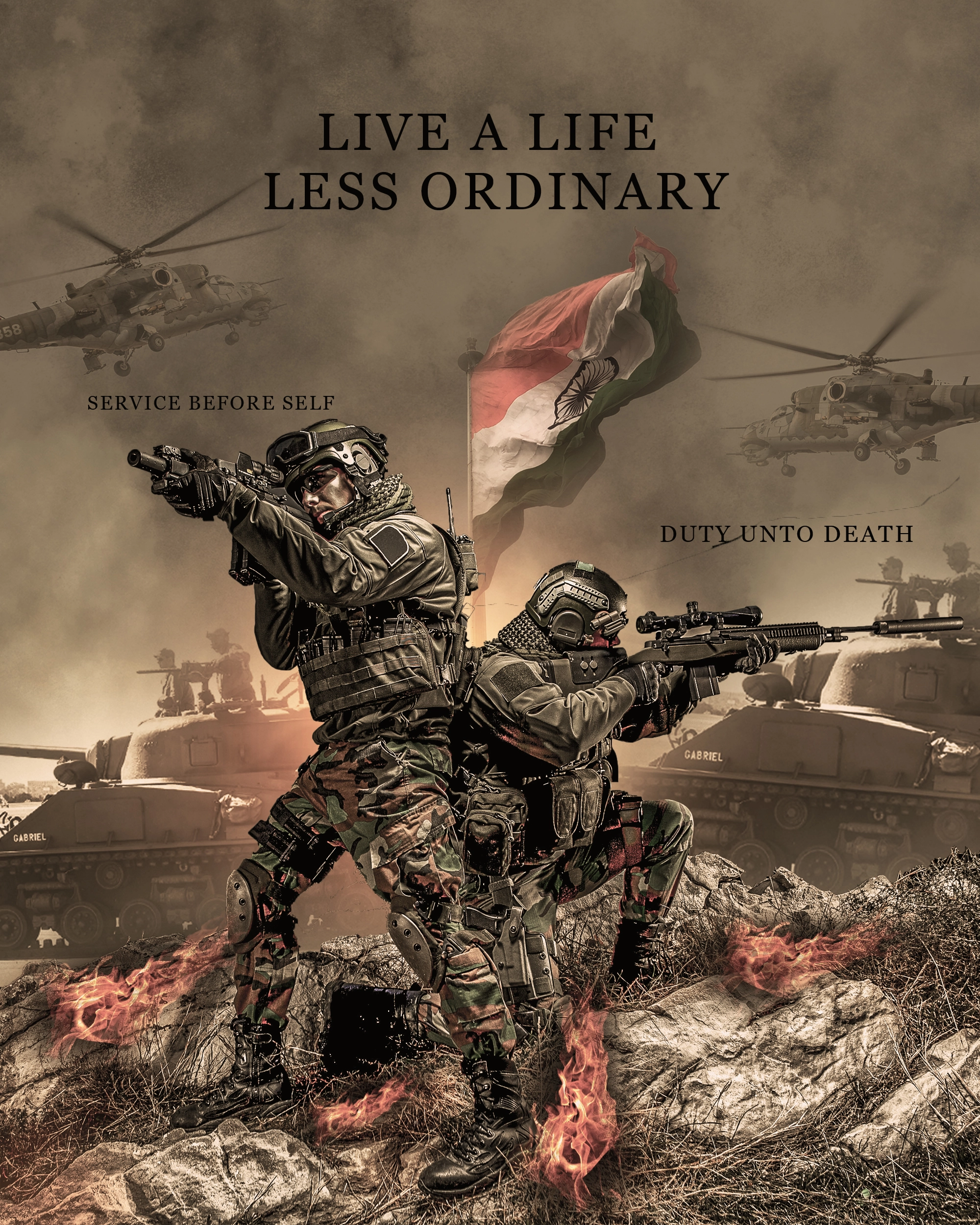 Indian Army tribute graphic poster