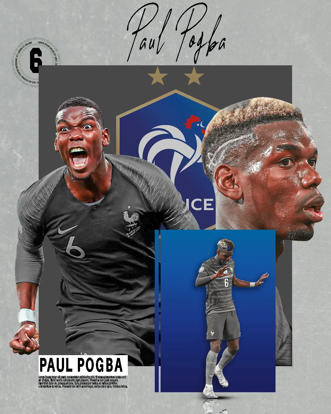 Paul Pogba France football graphic collage poster design