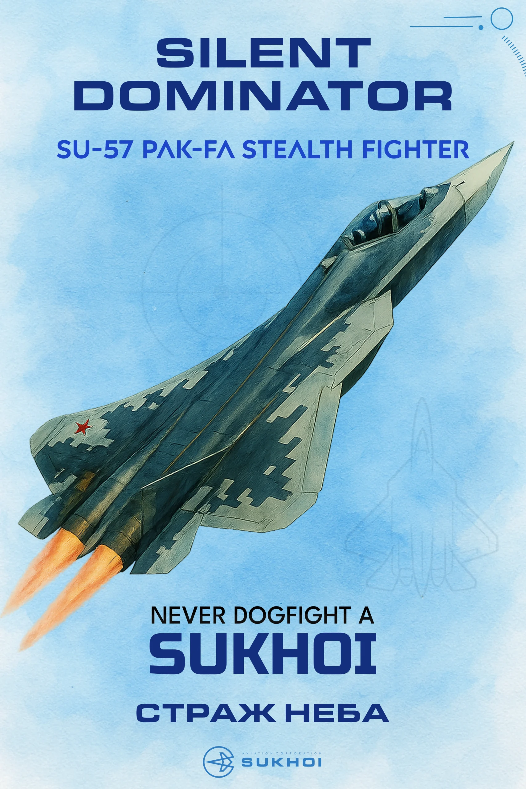 Russian SU57 stealth fighter jet graphic design edit