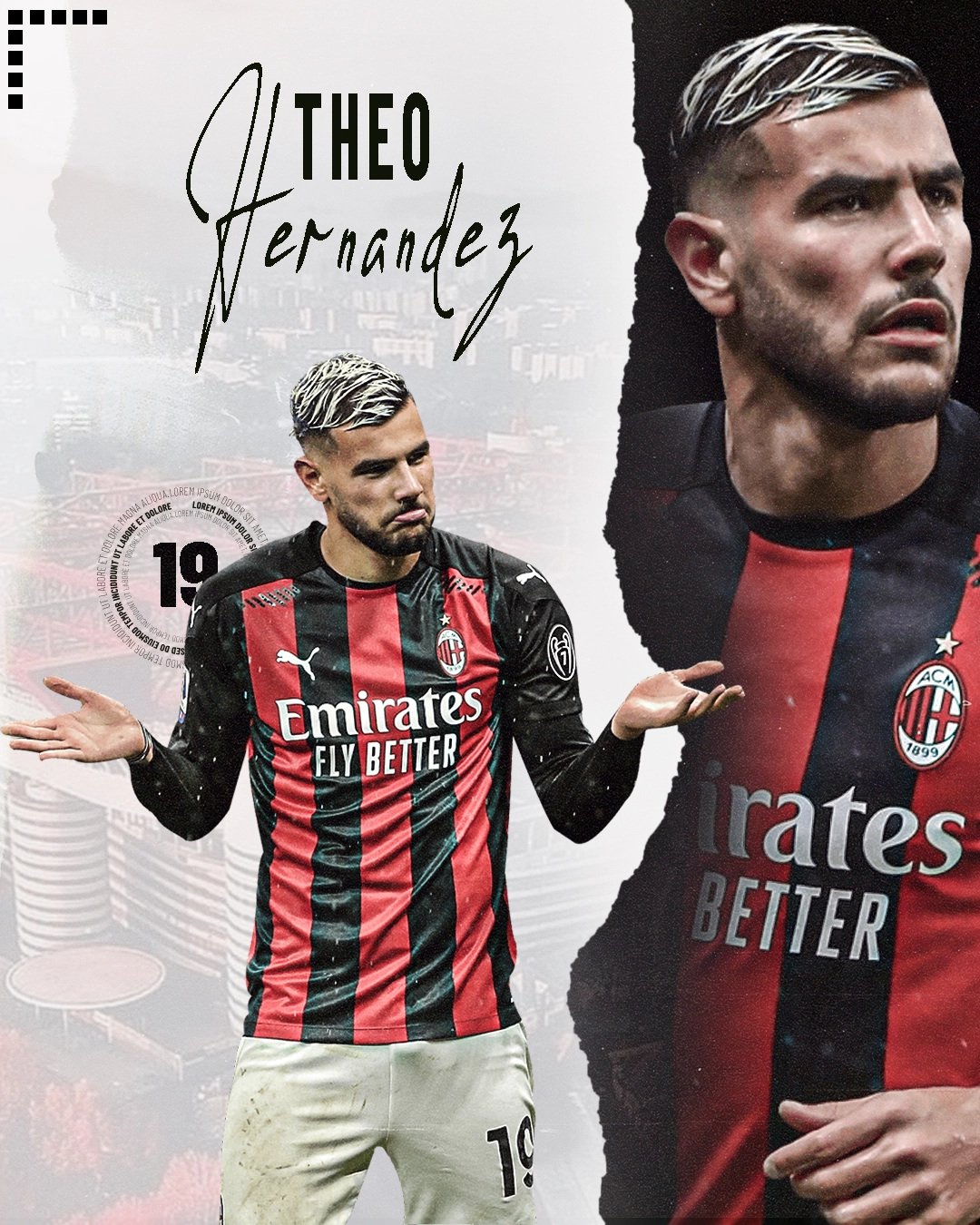 Theo Hernandez AC Milan graphic poster design