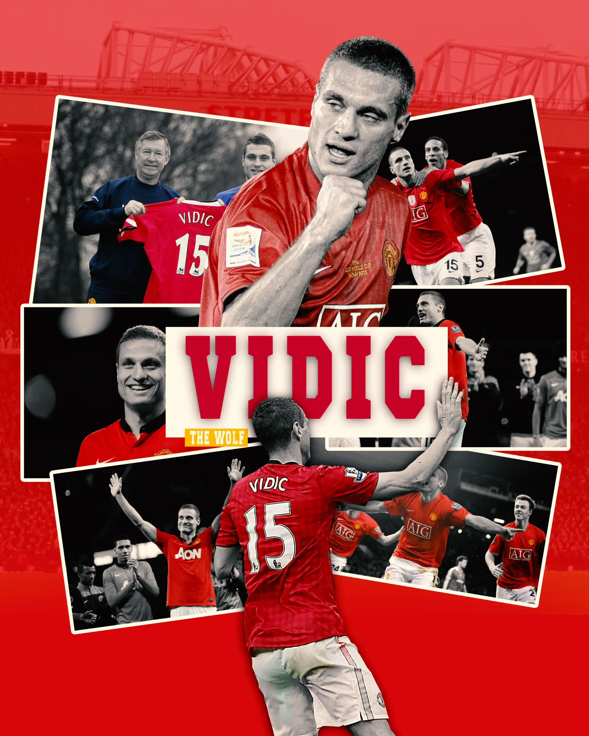 Nemanja Vidic Manchester United photo collage poster