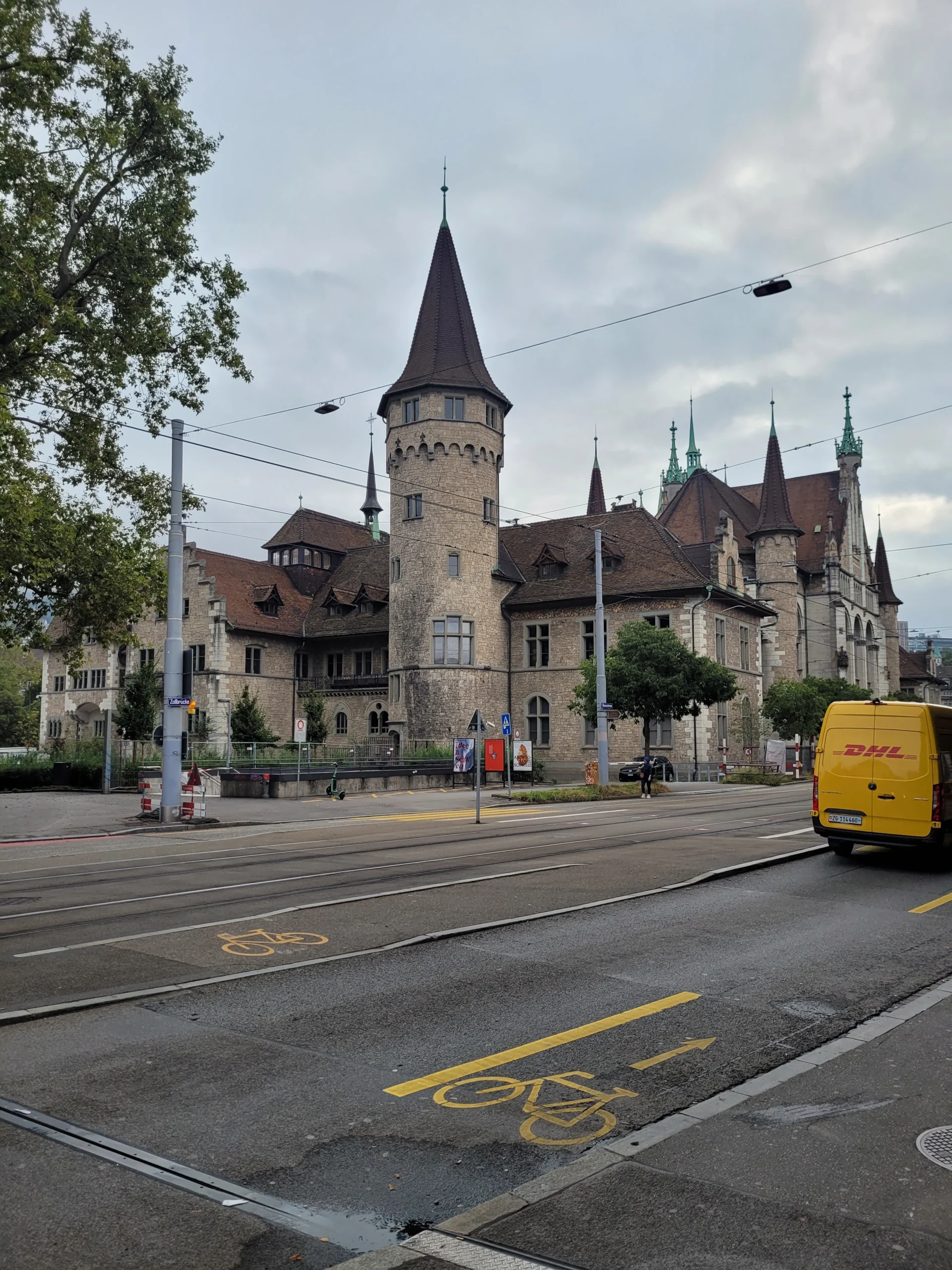 Historic building on a street in Zurich Switzerland